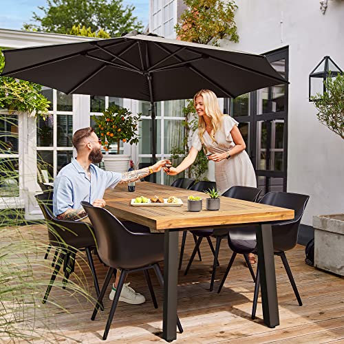 Devoko Home Acacia Wood Dining Table 6-Person Indoor Outdoor Table With Iron Legs,Sandblast Finish, Natural Stained, Rustic Metal, 68.8 * 32.2 * 29.5 Inch #TOP4