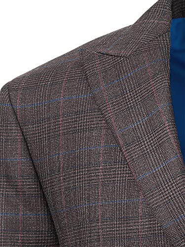 Paul Fredrick Men's Wool Plaid Peak Lapel Suit Jacket, Size 42 Long #TOP3