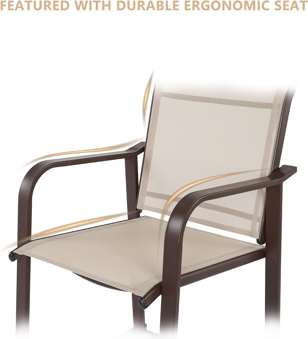 Outvita Counter Height Bar Stools, Set of 2 Bar Stools with All Weather Textilene and Sturdy Frame for Hot Tub, Patio, Backyard, Balcony, Hallway, Bistro