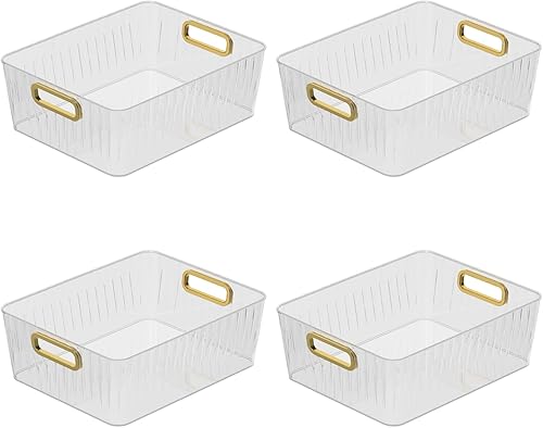 Miniatura 4 de Vababa Paquete de 4 cubos organizadores de despensa de plástico transparente, contenedores de almacenamiento transparentes para organización de