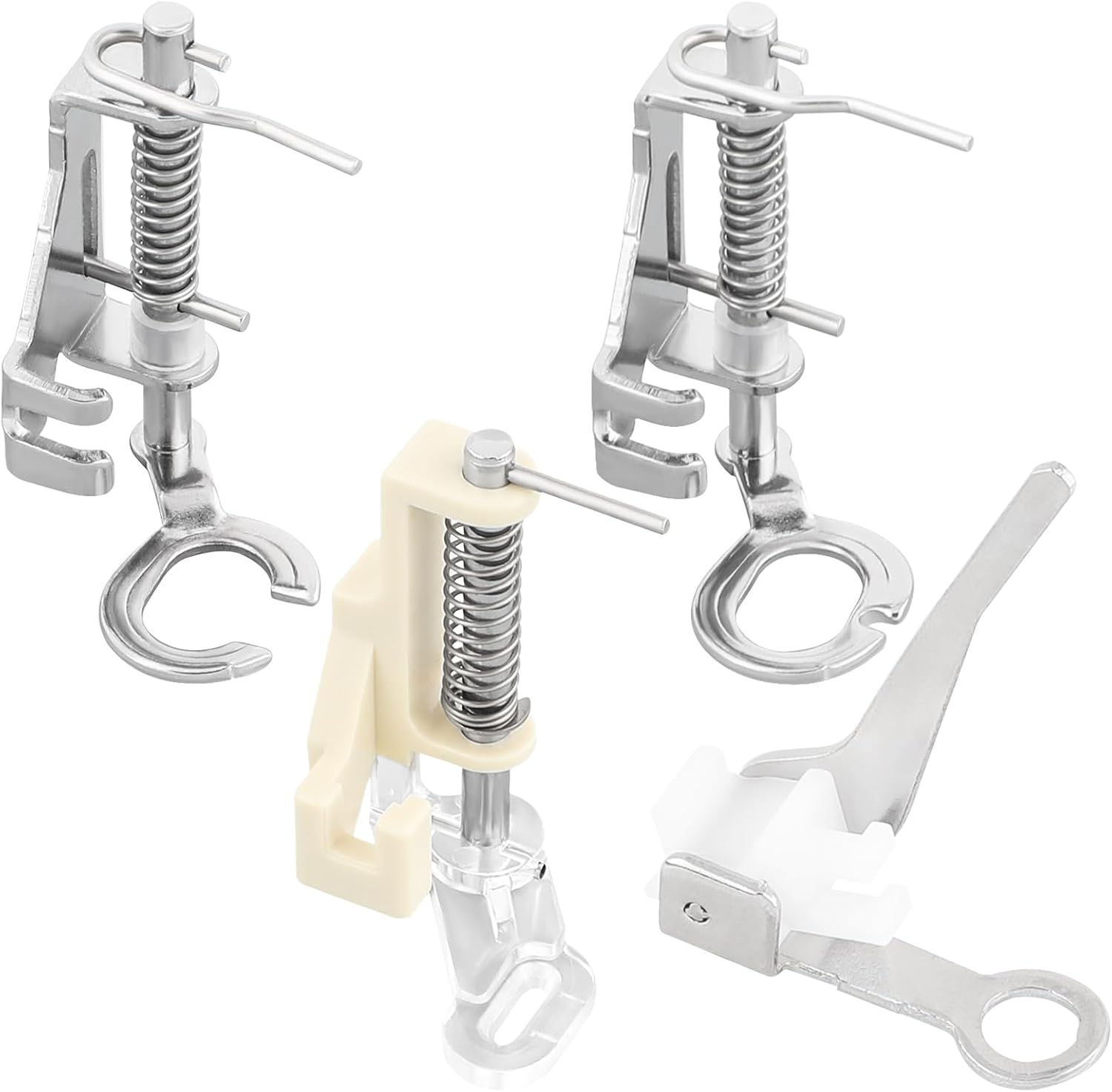 Set de 4 pies presser metálicos para coser con máquina de bajo inventario, compatible con Singer, Brother, Janome y más