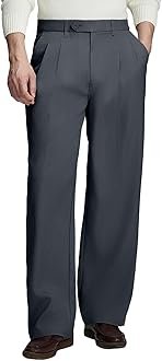 Susclude Mens Casual Dress Pants Old Money Pleated Baggy Wide Leg Vintage Relaxed Fit Slacks Work Office Trousers