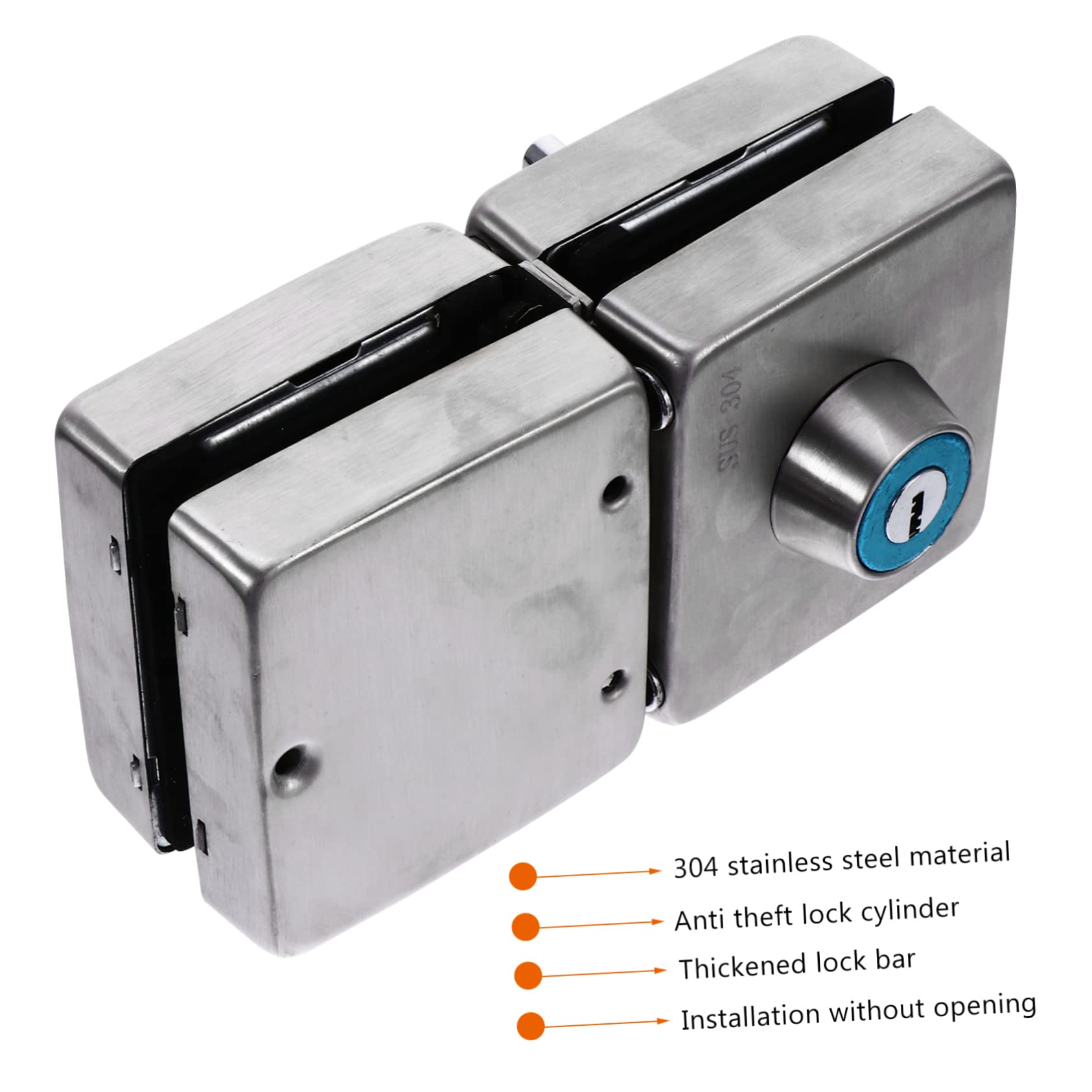 NUOBESTY Verrou De Porte Sans Cadre Pour Verre Loquet De Porte Verre Facile à Installer Serrure De Portail Simple