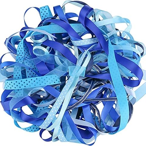 Luxbon Bright Blue Decorating Ribbon Double Sided Satin & Organza & Grosgrain Ribbon Bundles 10x2 Metres Cut Lengths 6mm to 16mm DIY Sewing Craft Cover