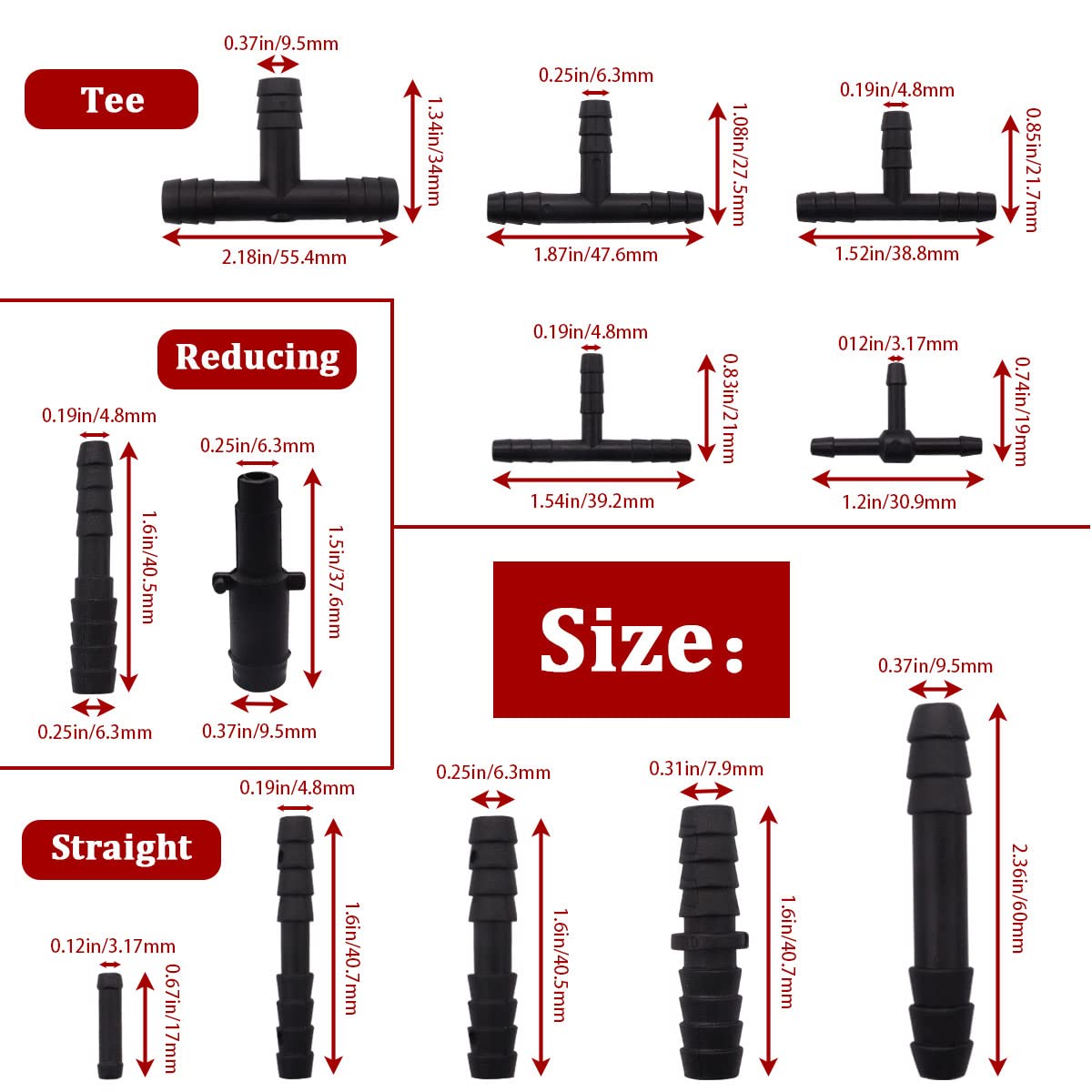 Automotive Vacuum Tubing Connector Assortment Kit, Nylon