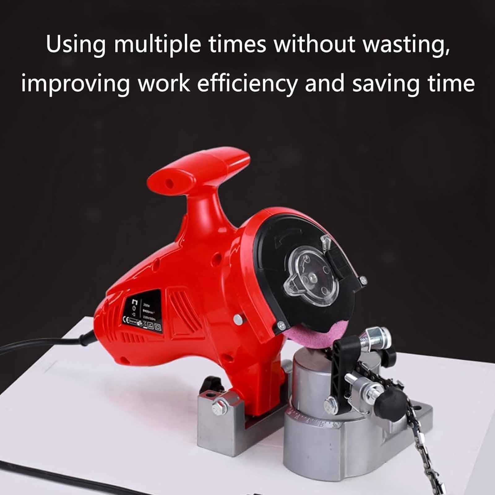 Afilador Eléctrico para Motosierras, 7500 RPM, Amoladora De Alta Velocidad con 2 Discos Afilado, Ángulo Afilado 0 a 35°, Grosor De La Muela: 3,2 Mm, para Afilar Cadenas De 12 a 20"