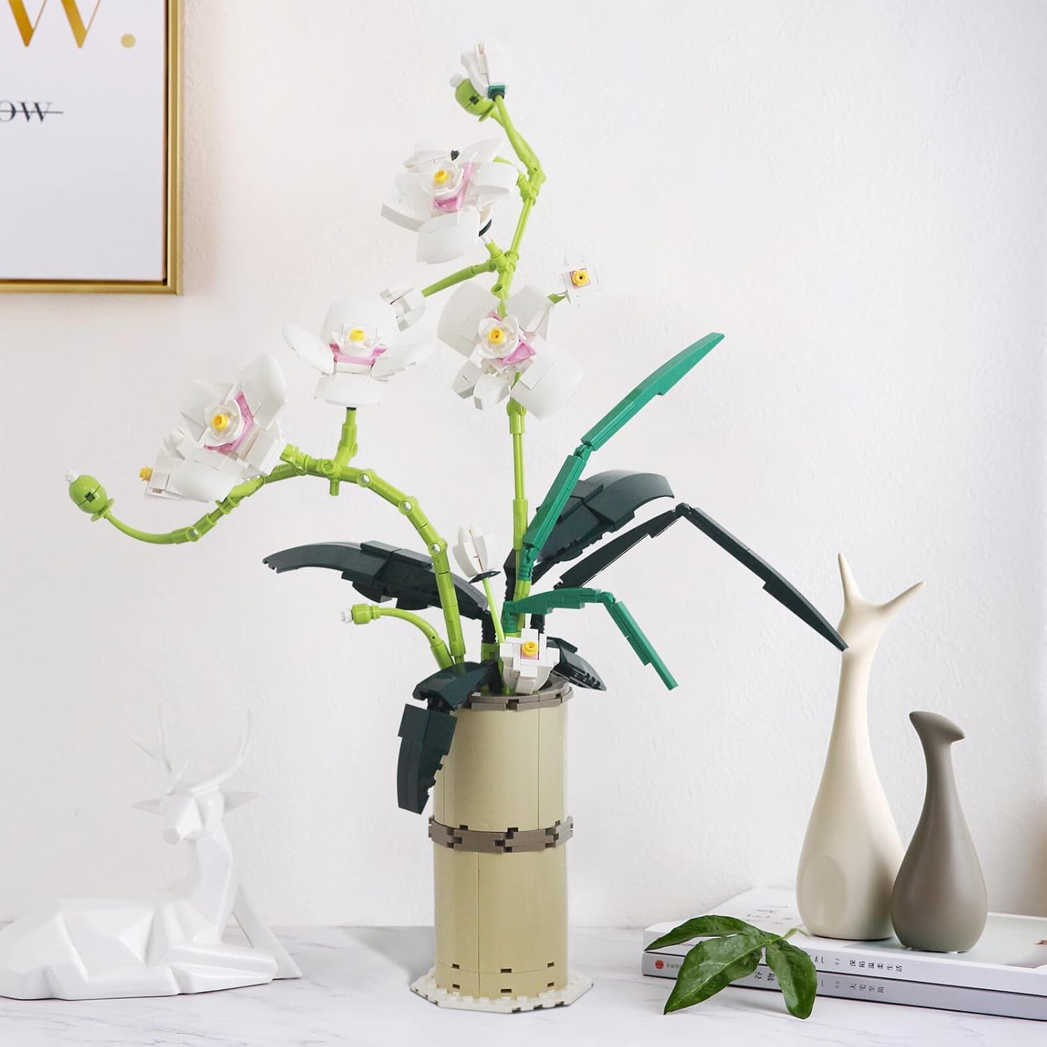 Klocki budowlane COIL, kwiaty z klocków, Phalaenopsis, zestaw budowlany, klocki, kolekcja botaniczna, dekoracja wnętrz, dla dzieci od 14 lat, 588 szt.