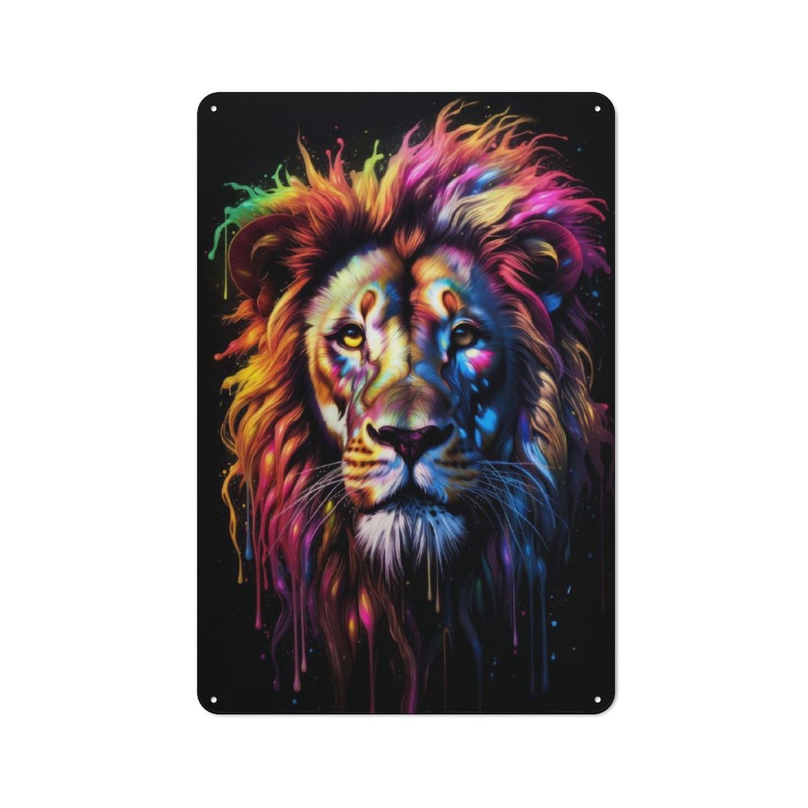 Junmoney Rainbow Lion Vintage Tin Sign 30X20cm With For Home Office Or Studio, For Home Office Decor Fans Refreshing A Room In Autumn