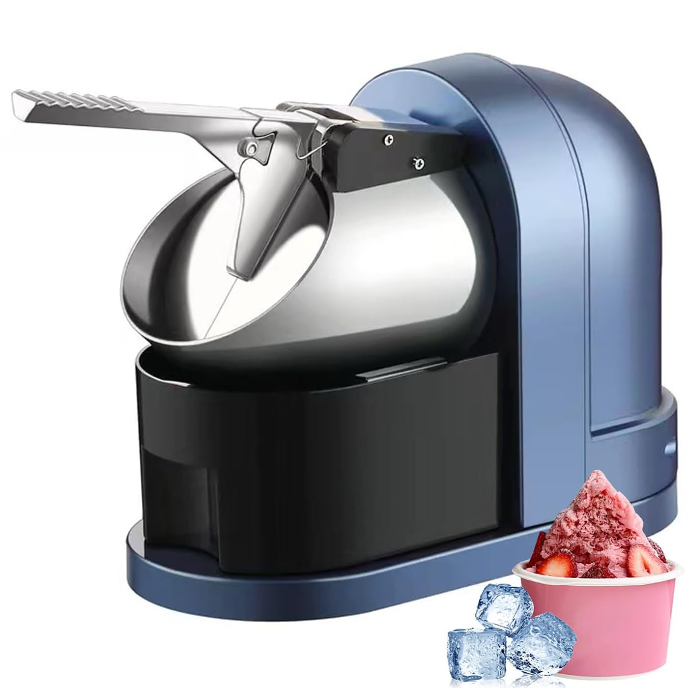 Schneekegel-Maschine, 250 W Edelstahl Rasierte Eismaschine, 4 Klingen, 30s Crushed Ice, Geräuscharm, ideal für Hauskantinen und Partys, einfach zu bedienen