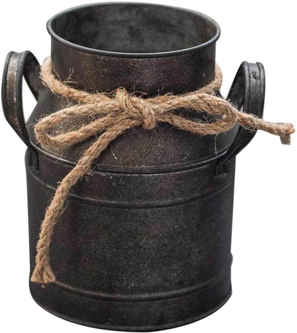 VHJdtE Metal vases, Country Dried Flower Iron Container European Style Vase