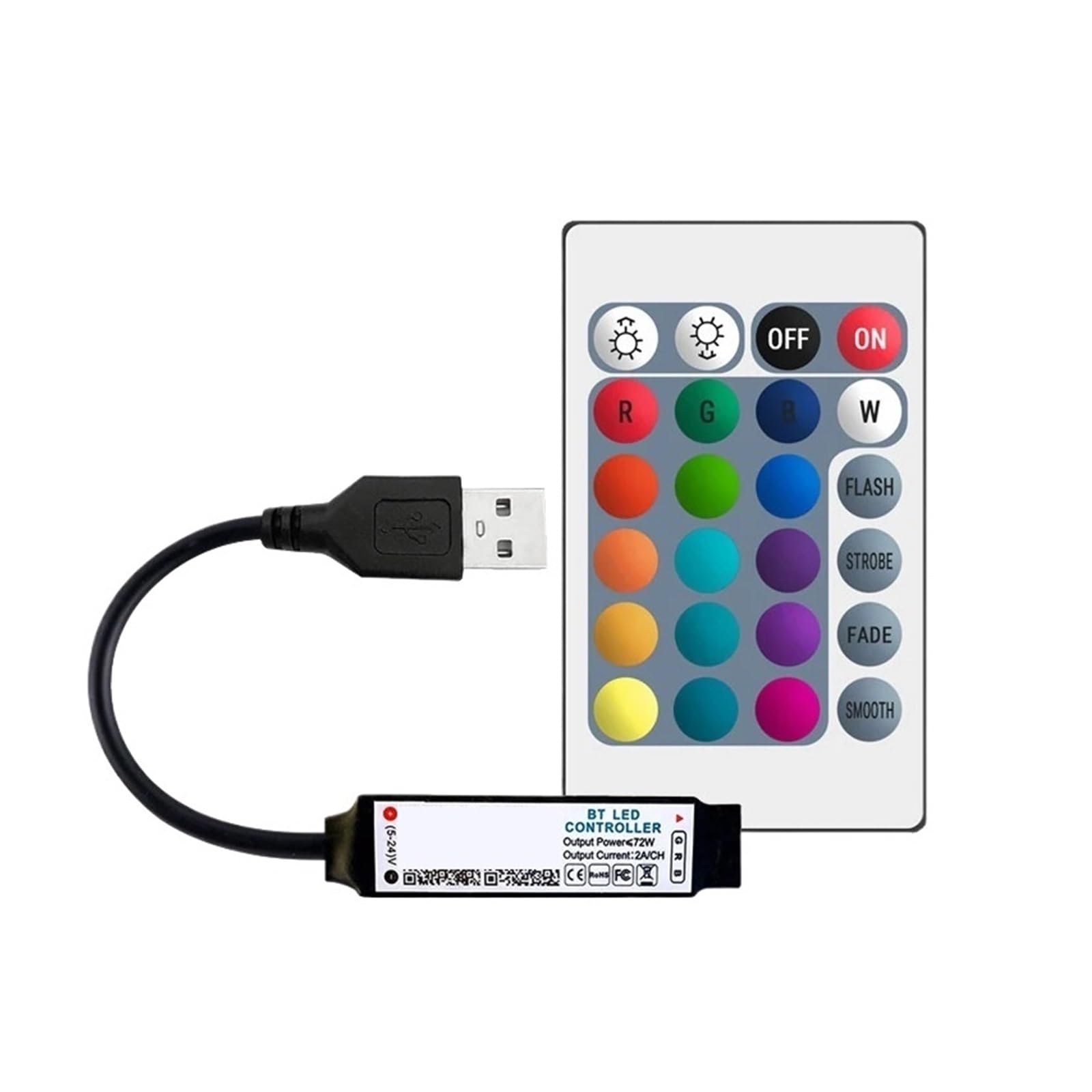 Controlador RGB inalámbrico con móvil y mando para iluminación LED versátil y eficiente