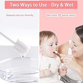 EASICUTI Baby Tongue Cleaner, 42Pcs Disposable Infant Toothbrush, Gauze Gum Cleaner Baby Oral Cleaning Stick Dental Care for 0-36 Months + Free 1 Finger Toothbrush