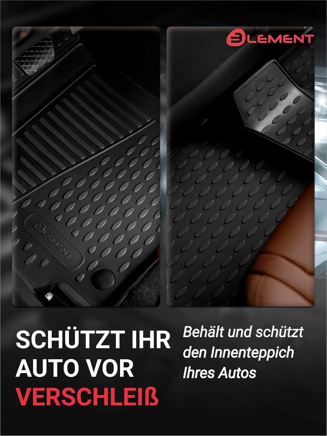 ELEMENT Juego de Alfombrillas de Goma 3D aptas para Skoda Elroq | Año de construcción 2024 -> | 100% a Medida Auto Alfombrillas de Goma para Coche
