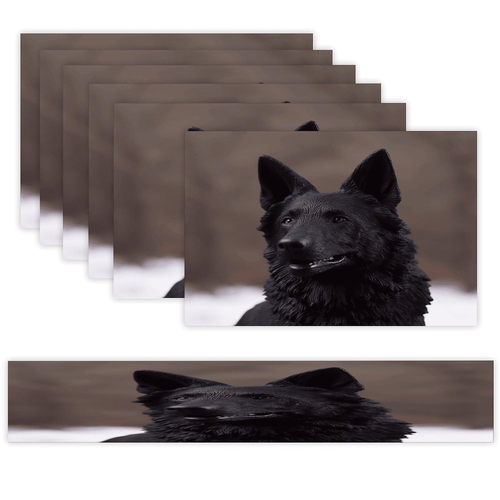 Black German Shepherd Table Runner and Placemats of 6 Washable Heat Resistant Place Mats with Table Runner Vintage Holiday Table Mat Set for Holiday Party Kitchen Dining Deco