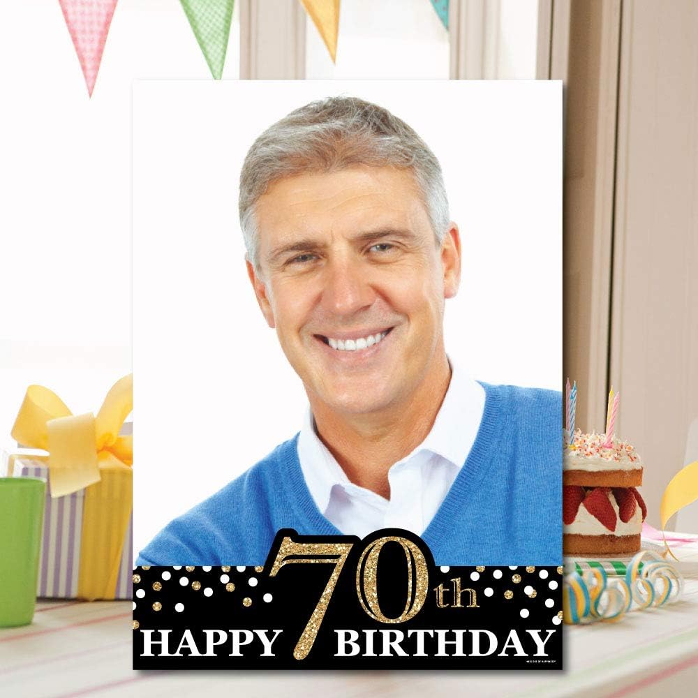 Big Dot of Happiness - Custom Adult 70th Birthday - Gold - Photo Yard Sign - Birthday Party Decorations
