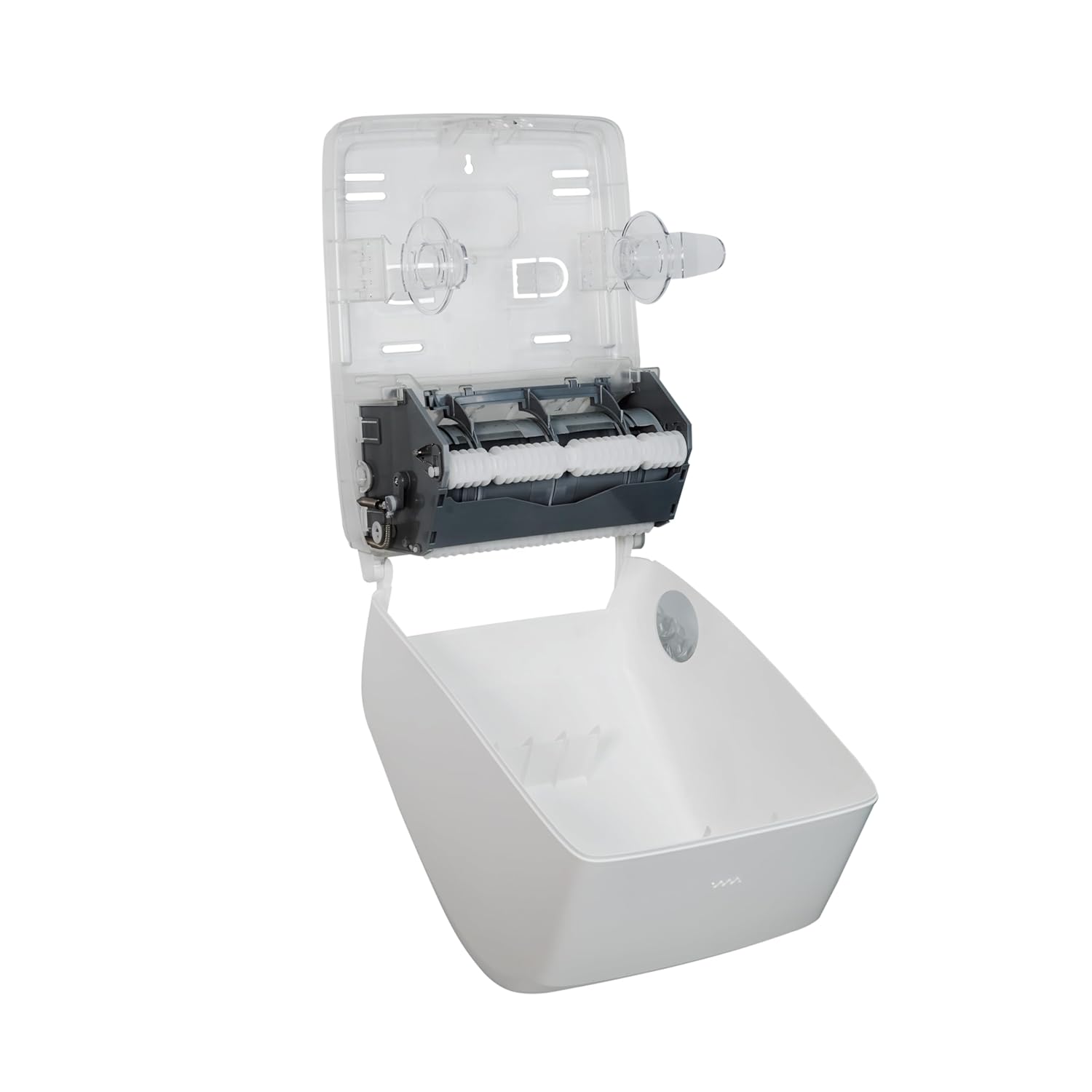 San Jamar Timeless Hands-Free Mechanical Paper Towel Dispenser, White, Commercial Grade, Universal Roll Compatibility, Touchless Operation, for Bathrooms and Kitchens