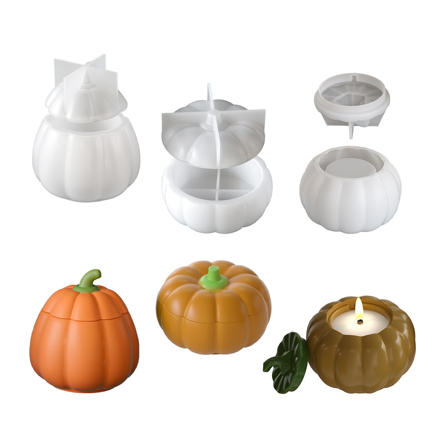 3 Pieza Molde de Calabaza En Resina, Molde de Calabaza de Halloween