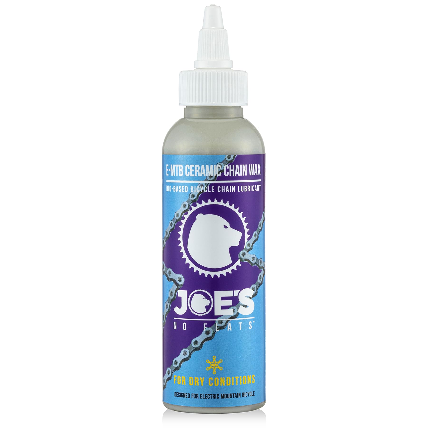 Joe's No Flats eMTB Ceramic Chain Wax 4.2oz - Formulated for Electric Mountain Bikes - Bio-Based Ceramic Chain Wax Technology