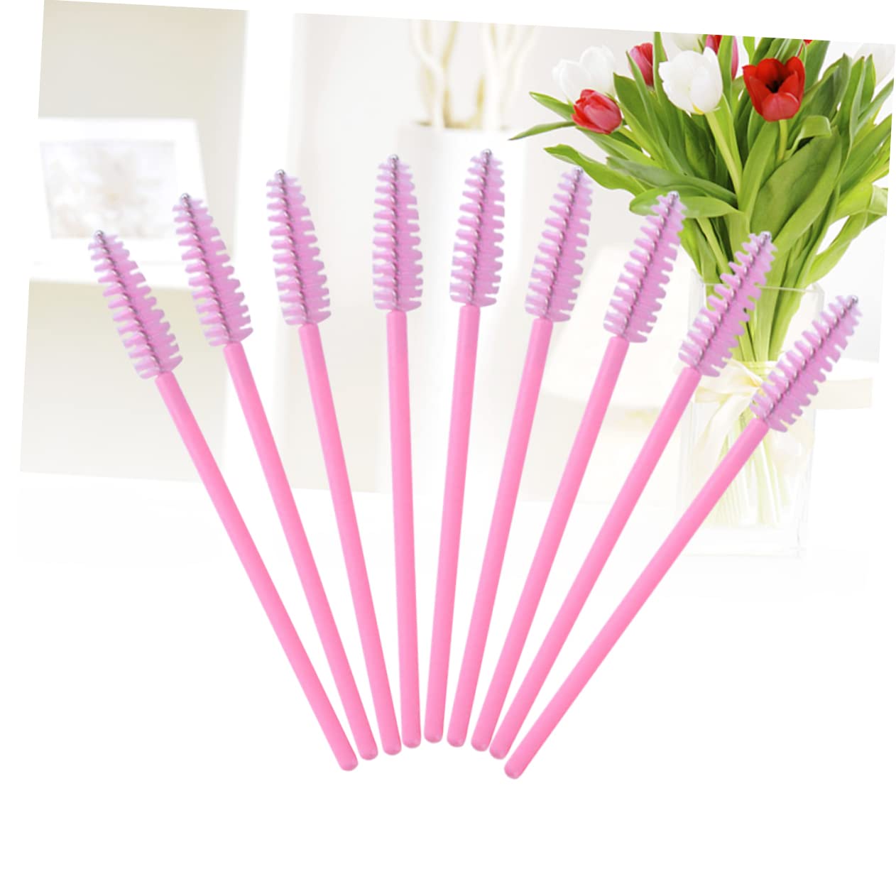 Ipetboom 50pcs Eyelash Mascara Brush Applicator Disposable Makeup Brush Lash Wand for Easy to Use