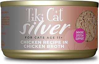 Tiki Cat Silver Wet Cat Food for Senior Cats, Chicken, 2.4 oz. Cans (12 Count)