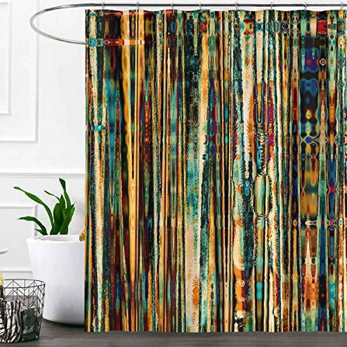 Sddser Retro Shower Curtain Set, Colorful Rustic Planks Wood Farmhouse Style Abstract Artwork Shower Curtains, 71X72Inches, Green Yellow, Ylxtsd68 #TOP6