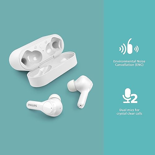 Miniatura 2 de Philips T3217 - Auriculares inalámbricos True con cancelación de ruido ambiental de doble micrófono (ENC) para llamadas claras y resistencia al agua