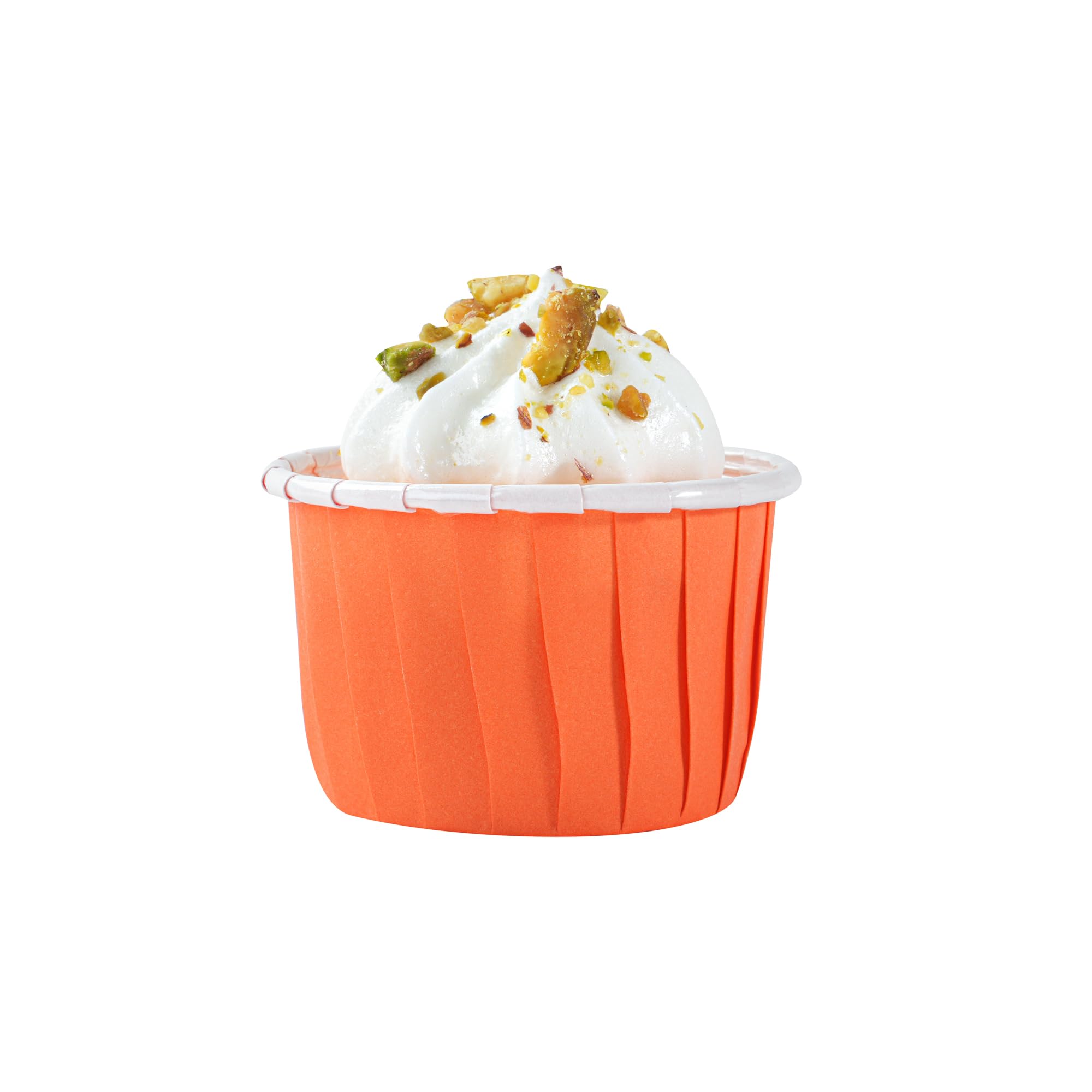 Restaurantware Panificio - Vasos para hornear de 1.6 onzas, 200 envoltorios plisados para cupcakes, listos para horno, desechables, papel naranja, para bodas, cumpleaños y más