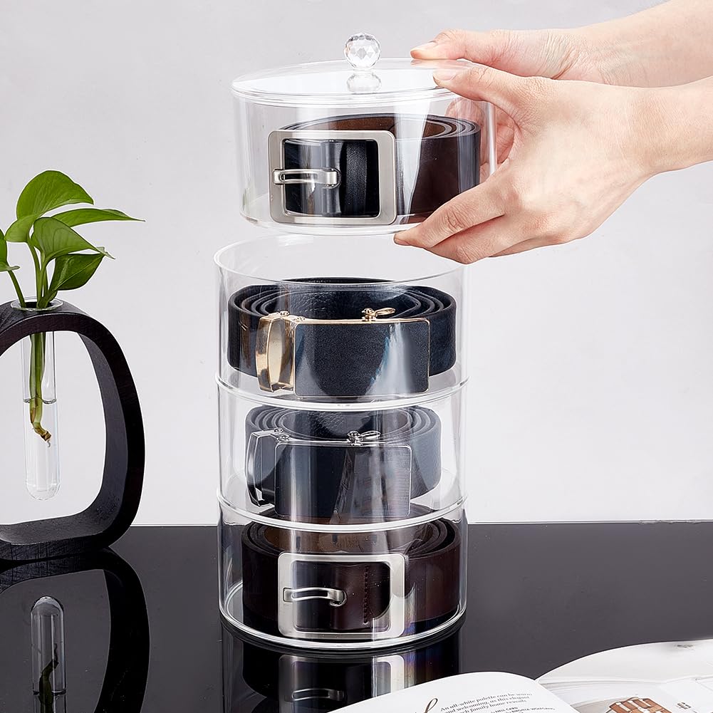 PH PandaHall 4 Livelli Organizzatore per Cinture in Acrilico Scatola Porta Cintura per Armadio, Contenitore per Cintura Trasparente Espositore Impilabile per Orologi Gioielli Bracciali, 14cmx 6.5cm