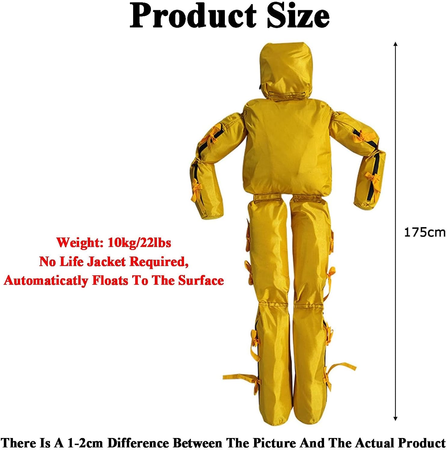Water Life-Saving Training Dummy,Life-Saving Teaching Tools,Removable Fire Training Drill Model,for Water Safety Courses(Color2,175cm-10kg)