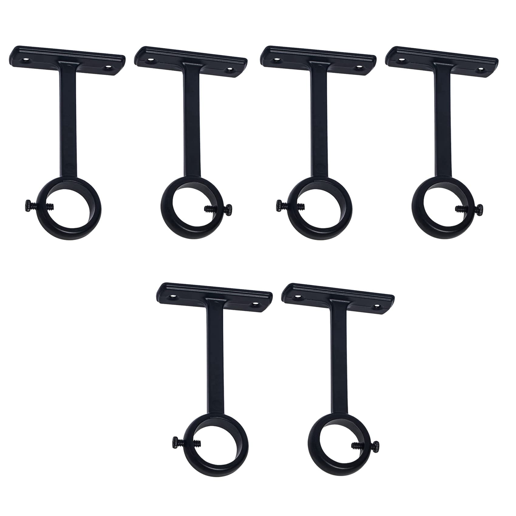 Hndhbfgrt Ceiling Mounted Curtain Rod Brackets, Heavy Duty Ceiling Bracket for 1 Inch Curtain Rod Holder(Set of 6, Black)