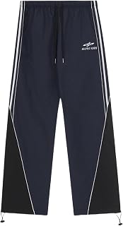 Womens Embroidery Patchwork Striped Track Pants Unisex Baggy Sweatpants Wide Leg Drawstring Y2K Pants