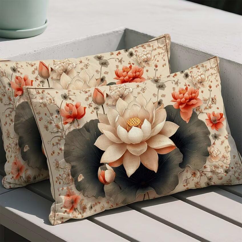 Housse de coussin 60x80cm rose lot de 2 imperméable en lin M-207