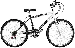 Bicicleta de Passeio Ultra Bikes Esporte Bicolor Aro 24 Reforçada Freio V-Brake – 18 Marchas Preto Fosco/Branco, BM24-02PTF