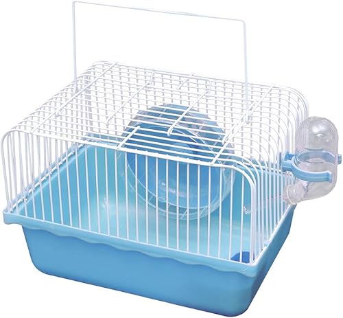 TEHAUX Jaula para hámster pequeña – Jaula portátil de plástico para ratas con botella de agua, accesorios para mascotas pequeñas, suministros