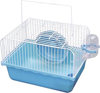 Hamster Cage Travel Carry Rat Cage Small Pets Supplies Hamster Toy Accessories (Blue)- Small Pet