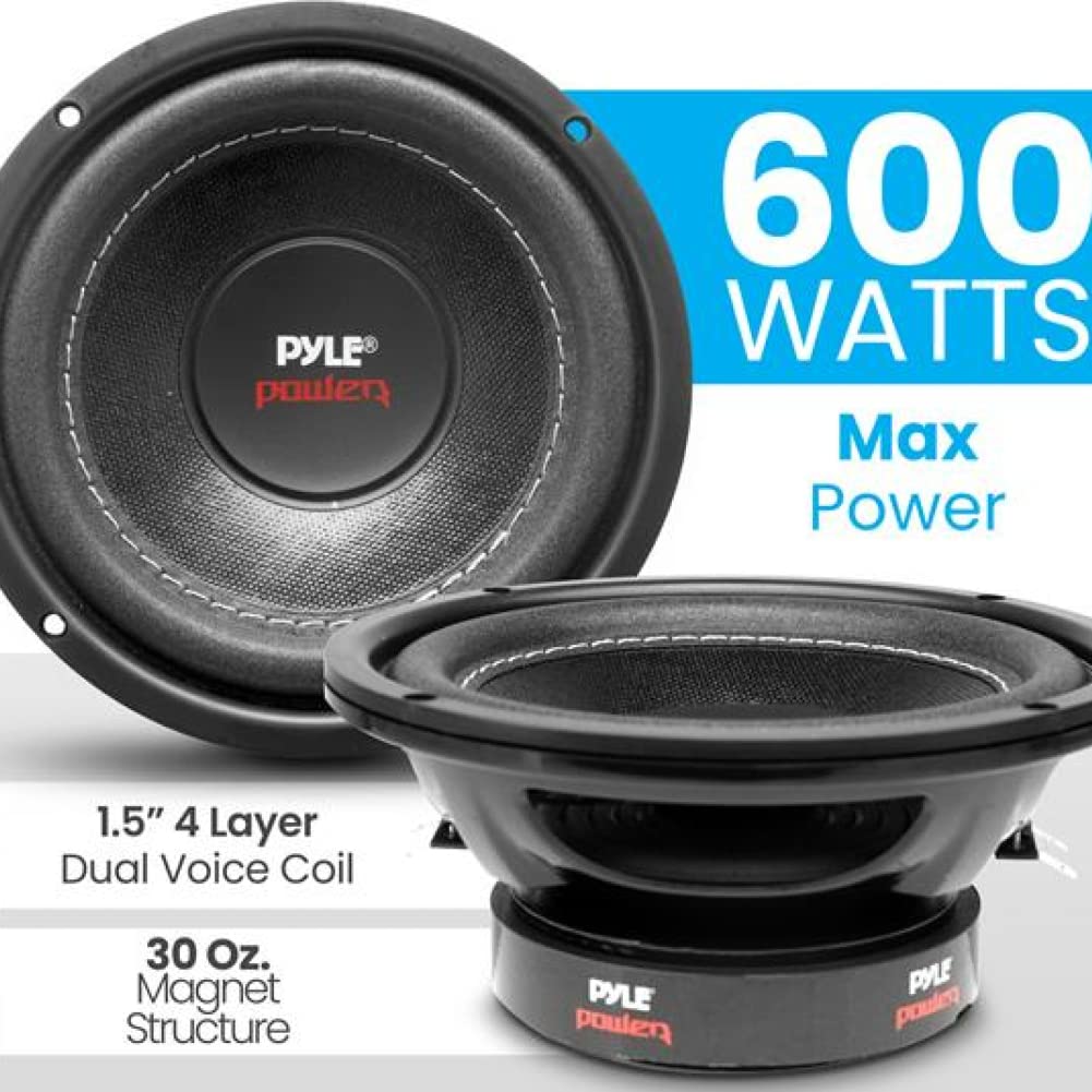 1 PYLE PLPW6D subwoofer 16,5 cm 165 mm 6,5" 300 watt rms 600 watt max podwójna cewka 4+4 ohm dvc podwójna cewka drgająca do pokrywy bagażnika samochodu, 1 sztuka