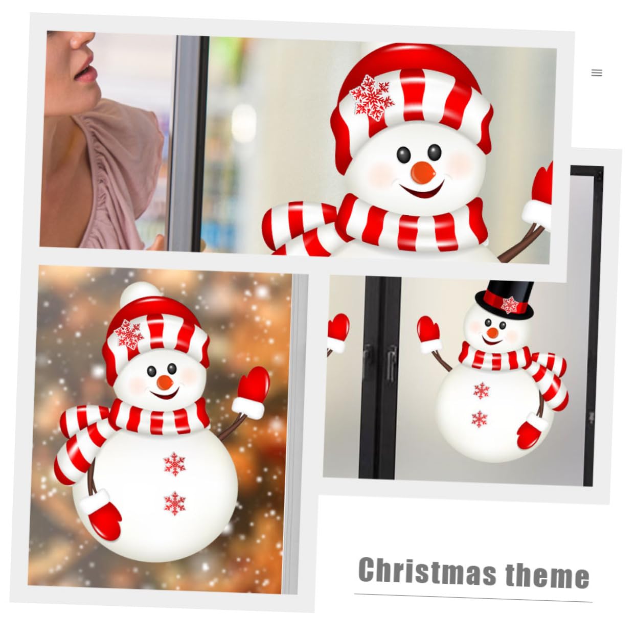 TOPBATHY 6 Blatt Aufkleber Für Weihnachtsfenster Dekorative Aufkleber Selbstklebende Fensteraufkleber Weihnachtszubehör DIY Weihnachtsfensteraufkleber Schneemann Fensteraufkleber