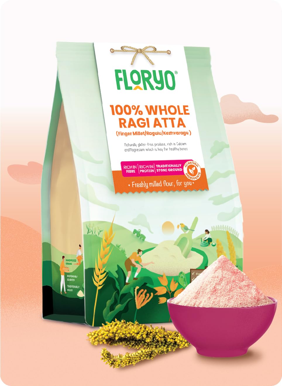 Floryo 100% Pure Whole Ragi Atta/Nachni (Finger Millet Flour) | 1 kg Pack | Freshly Milled After Order | Naturally Gluten-Free Flour | Rich in Protein & Fibre | No Preservatives | 45-Days Shelf Life (B0BMKCSBRG) Amazon Price History, Amazon Price Tracker