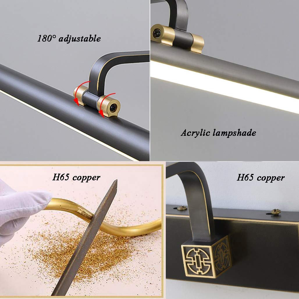 H65 Lampada a LED in Rame per Specchio da Bagno, Impermeabile IP44, Applique Nere, luci per Trucco, Lampada da Bagno a LED, Regolabile a 180°, 3000K, L57cm 400 Interessante