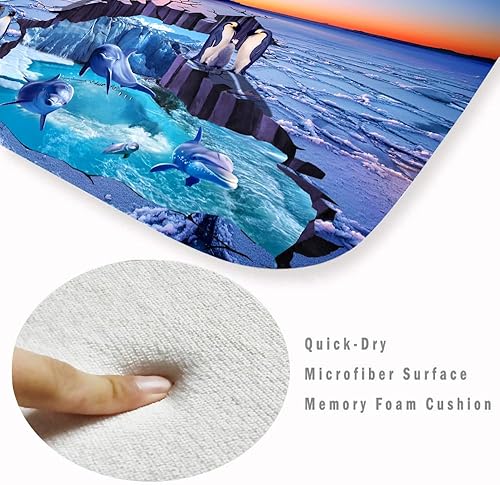 Miniatura 3 de WODEJIA Thickened Rubber Bottom Anti-Skid Bath Mat, Durable Flannel Mat Bright 9D Print Rug for Living Room, Absorbent Water Clearance MatS for