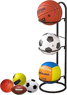 Ballständer,3 Stufiges Vertikale Ballaufbewahrung,Ball Aufbewahrung,Innenbereich Ballregal, Basketball-Fußballständer,Aufb...