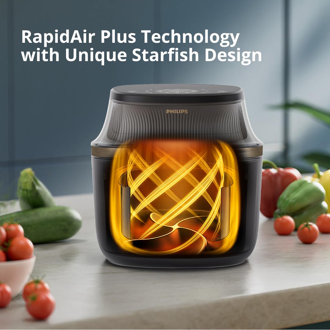 Philips Série 3000 7.2L Airfry, fenêtre de cuisson, friteuse 16 en 1, technologie RapidAir Plus, élimination des graisses, application de recettes HomeID, facile à nettoyer (NA342/09)