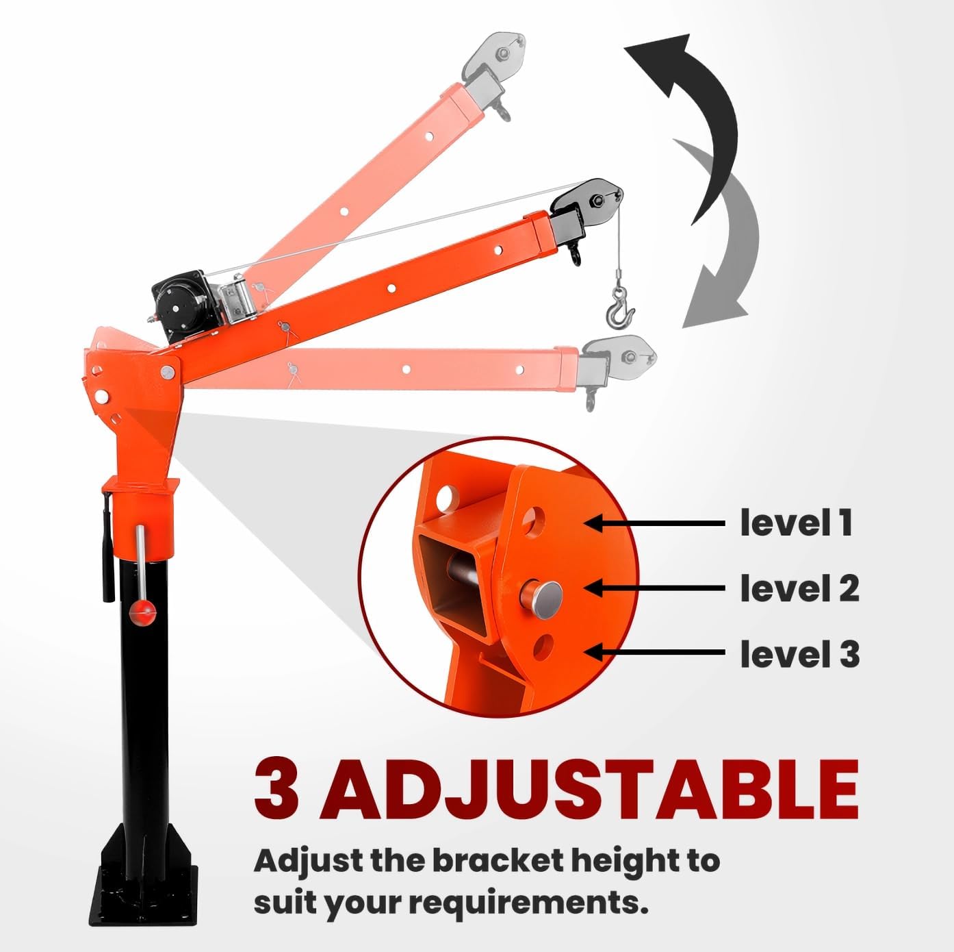 Electric Truck Crane,6000 Lbs Capacity, Truck-Mounted Bed Crane with Electric Winch 10000 lbs 12V,360° Adjustable Boom for Lifting Goods in Workshop Loading Construction, Factory