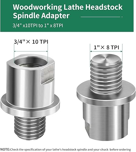 Miniatura 56 de Adaptador de husillo de cabezal de torno, convierte 1 "x 8TPI a 3/4" x 16TPI para torno de carpintería