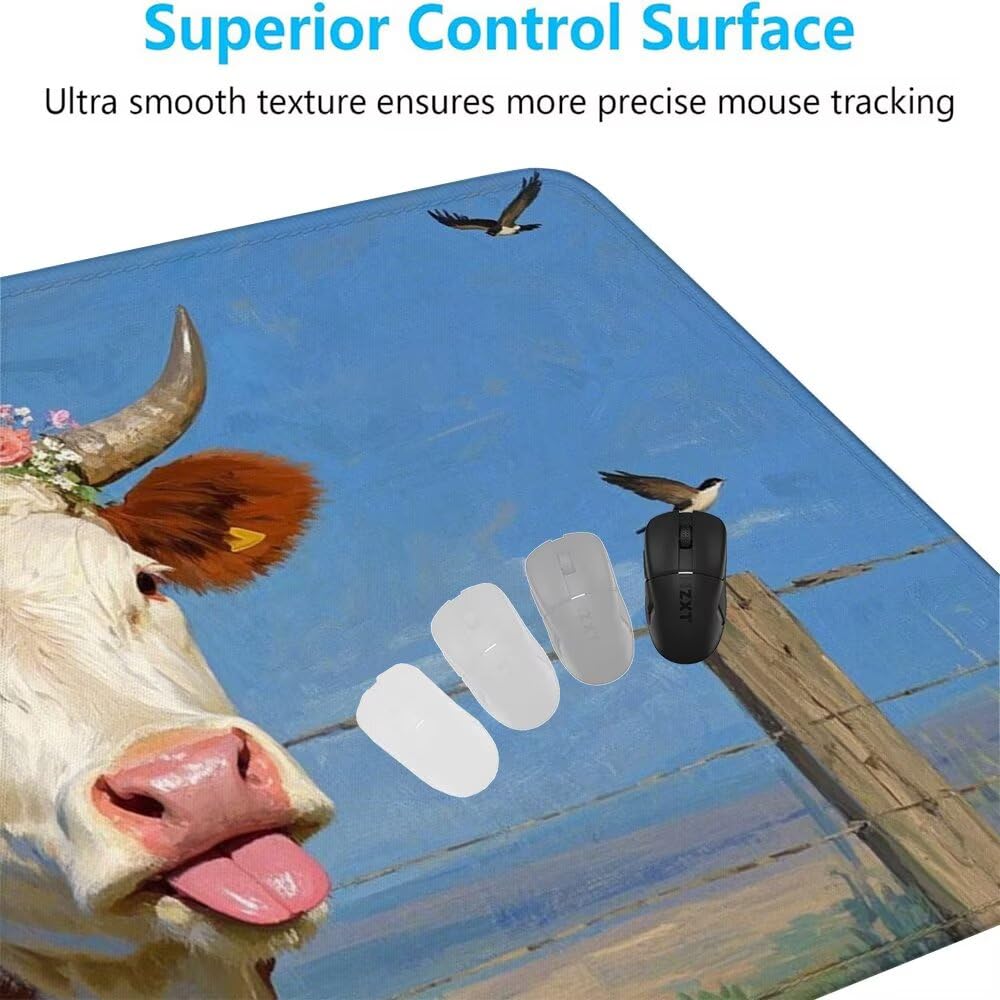 Uccello Tappetino Mouse XXL 1000x500x3mm, Gaming Tappetino Mouse Bue Mousepad con Base in Impermeabile Gomma Antiscivolo per Tastiera Computer Ufficio Idea Regalo Festa del Papà e Compleanno X-816