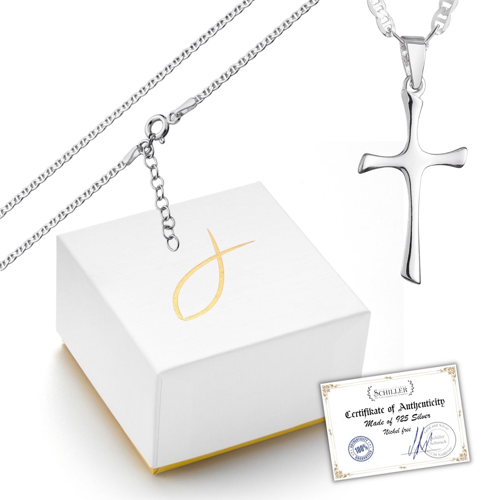 Cadena de plata de ley 925 colgante cruz para niño niña