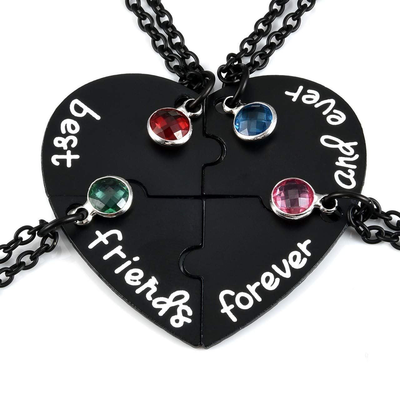 Jovivi Best Friends Forever and Ever Friendship Necklaces for 3/4,Alloy Heart Matching Puzzle Piece BBF Pendant Necklace Friendship Jewelry Birthday Gifts
