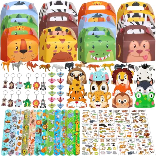 Sacs cadeaux anniversaire jungle avec bracelets à boucle et toupies