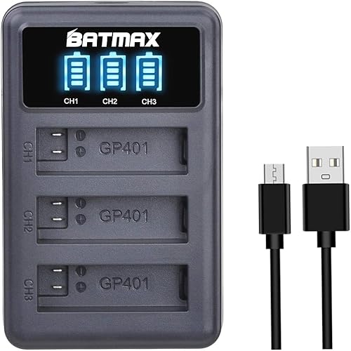 Miniatura 7 de Batmax Paquete de 3 baterías AHDBT-401 de 1680 mAh + LED 3 ranuras cargador USB para Gopro Hero 4 Batería Go Pro Hero4 AHBBP-401 Accesorios para