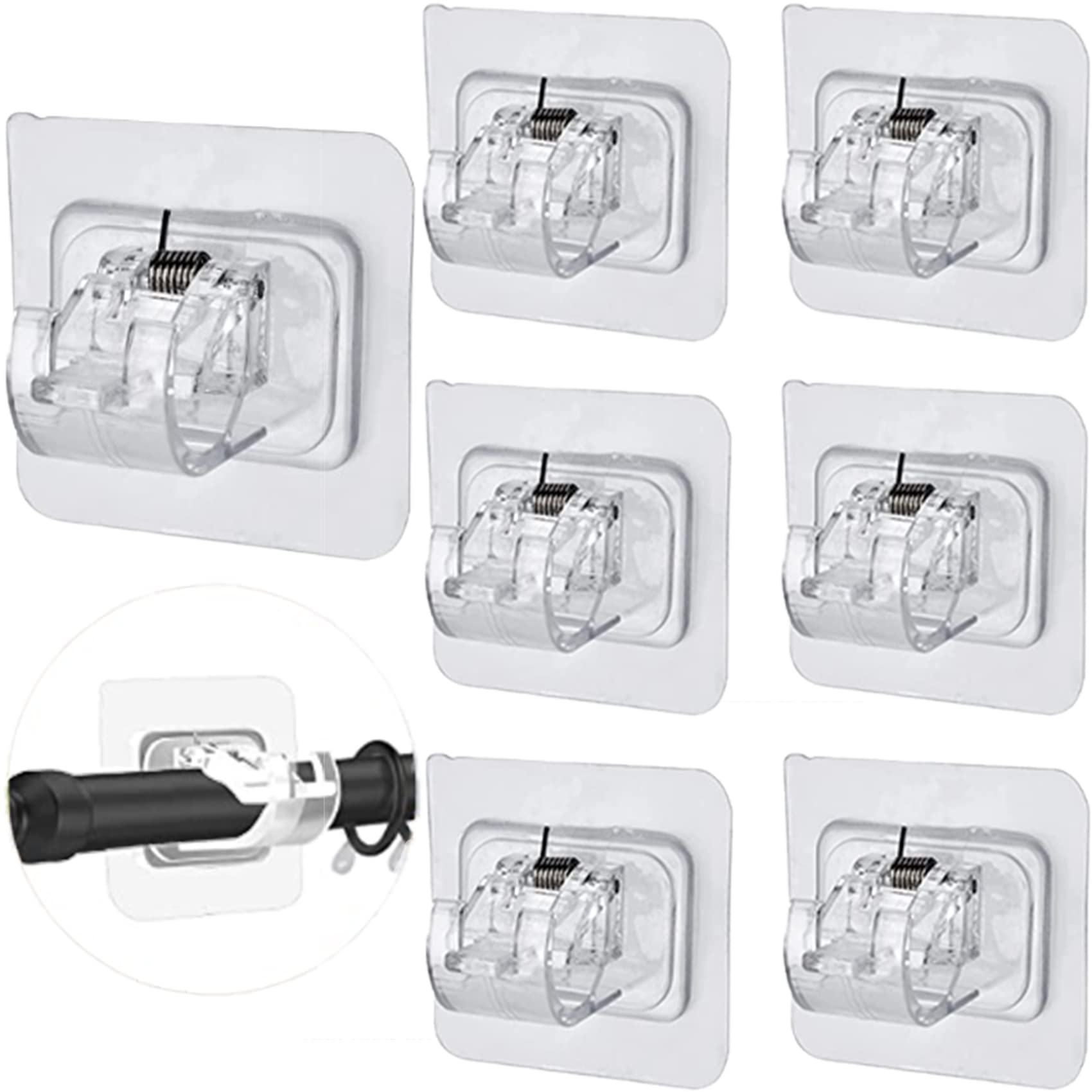 6 Pcs No Drill Curtain Rod Brackets Self Adhesive No Drilling Curtain Rod Holders Hooks Nail Free Adjustable Curtain Hangers for Home Bathroom Kitchen and Hotel Use